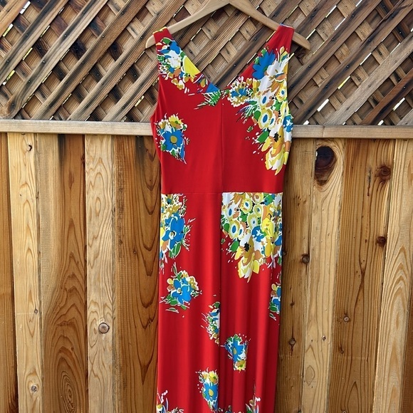 Lauren Ralph Lauren A Line Long Floral Jersey Sleeveless Maxi Dress Sz 10 - Picture 7 of 8